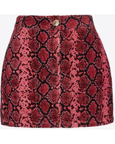 Pinko Snake-print Velvet Mini Skirt - Red
