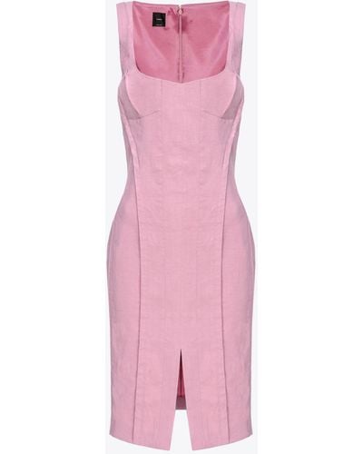 Pinko Slim-fitting Linen Dress - Pink