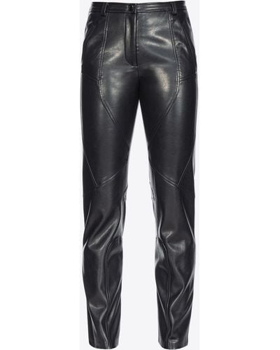 Pinko Crinkled Leather-Effect Pants, Limo - Black