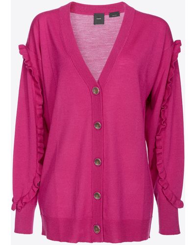 Pinko Wool Cardigan With Ruching - Pink