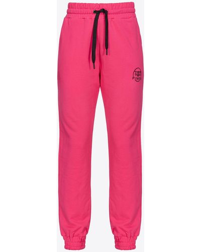 Pinko Jogginghose Logo Love Birds Glänzend, Helles Rübenrot - Pink