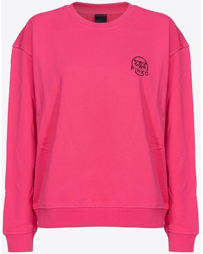 Pinko Sweatshirt With Glossy Love Birds Logo - Pink