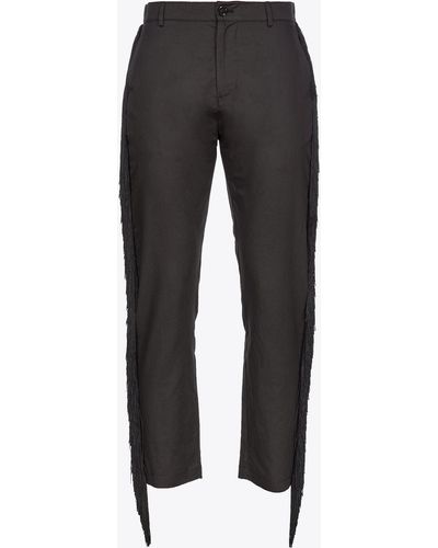 Pinko Pants With Fringing At The Sides - Black