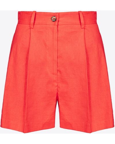 Pinko Shorts tailored in lino - Rosso