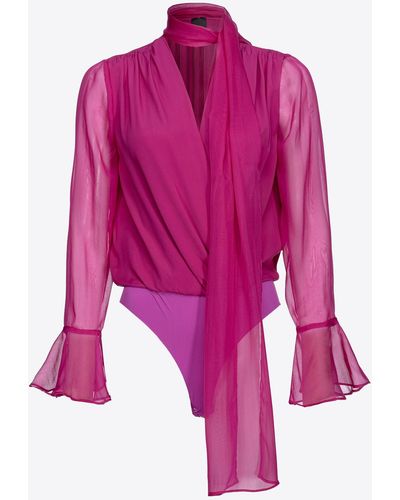 Pinko Silk Chiffon Bodysuit - Pink