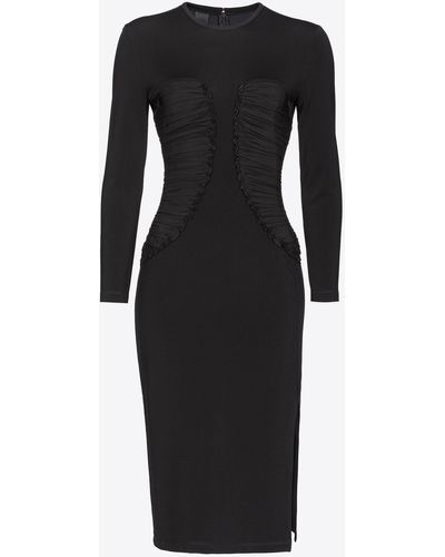 Pinko Slim-fitting Dress With Georgette Details - Black