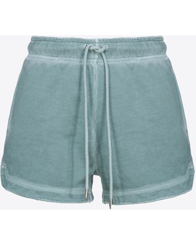 Pinko Fleece Shorts With Logo Print - Blue