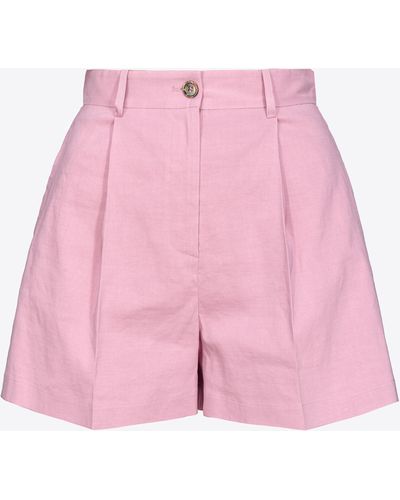 Pinko Tailored Linen Shorts - Pink