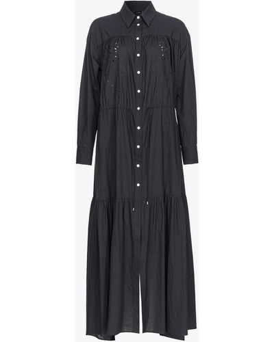 Pinko Shirt Dress With Rodeo Broderie Anglaise - Black