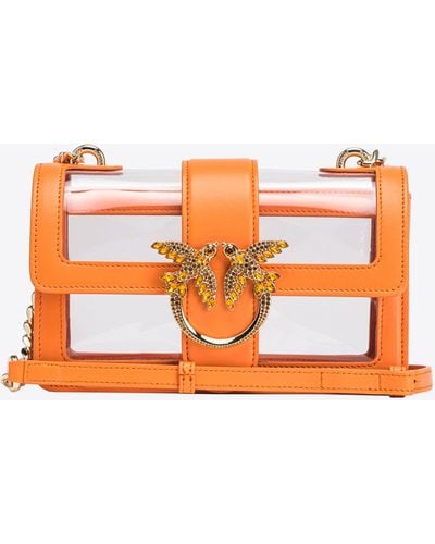 Pinko Galleria Mini Love Bag One Light In Transparent Material - Orange