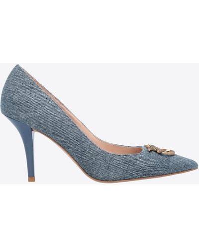 Pinko Denim Court Shoes - Blue