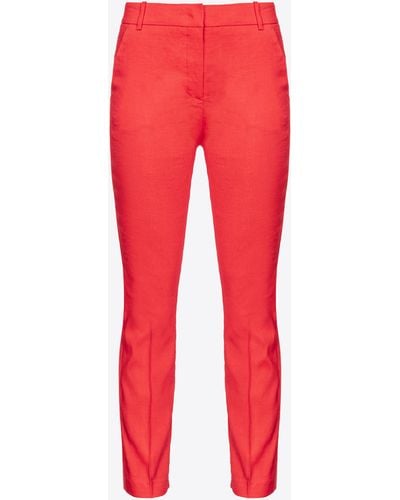 Pinko Pantaloni cigarette-fit lino stretch - Rosso