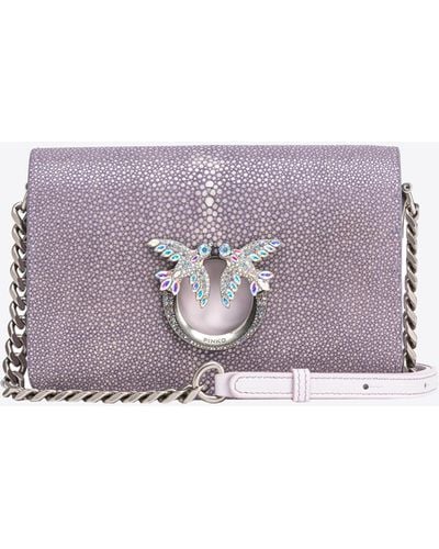 Pinko Mini Love Bag Click Aus Stachelrochenleder Galleria, Lila-Altsilber