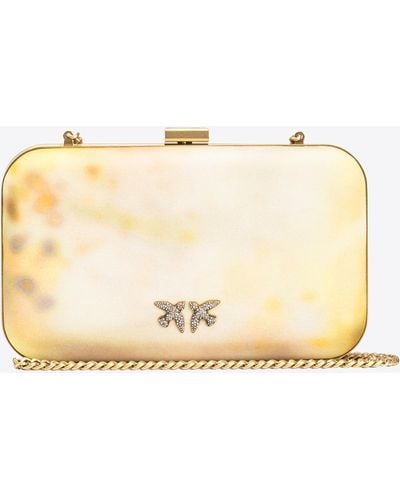 Pinko Satin Clutch With Faded Print - Natural