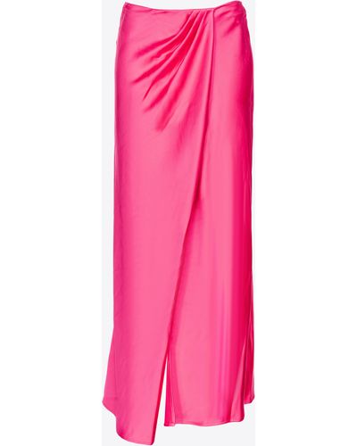 Pinko Elegant Hammered Satin Skirt - Pink
