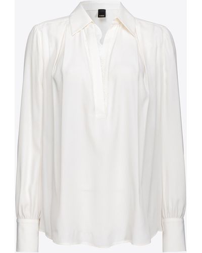 Pinko Crepe De Chine Blouse With Lace - White