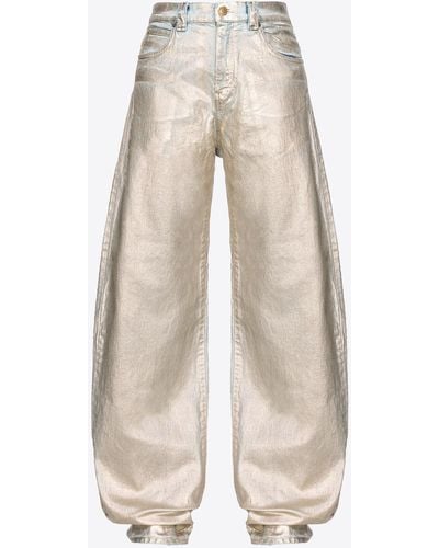 Pinko Egg-fit Shiny Denim Jeans - White