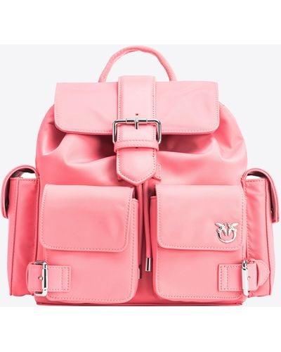 Pinko Recycled Fabric Multi-pocket Backpack - Pink