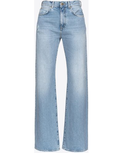 Pinko Wide-Leg-Jeans Heller Vintage-Denim, Helle Vintage-Waschung - Blau
