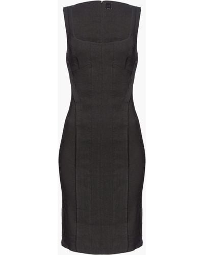 Pinko Slim-fitting Linen Dress - Black