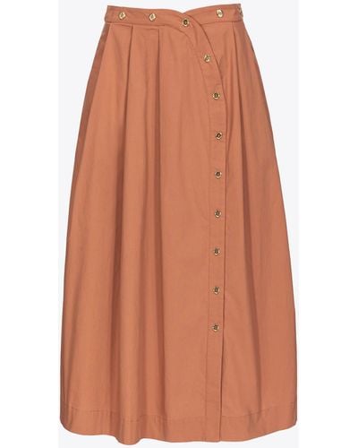 Pinko Poplin Skirt With Metal Buttons - Orange