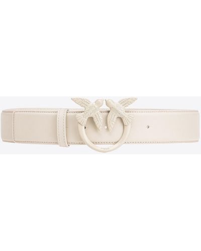 Pinko Love Birds High Colour-block Leather Belt - White