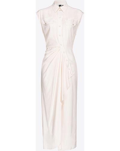 Pinko Sleeveless Shirt Dress With Asymmetric Fastening - White