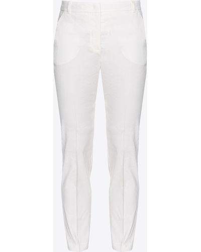 Pinko Stretch Linen Cigarette Trousers - White