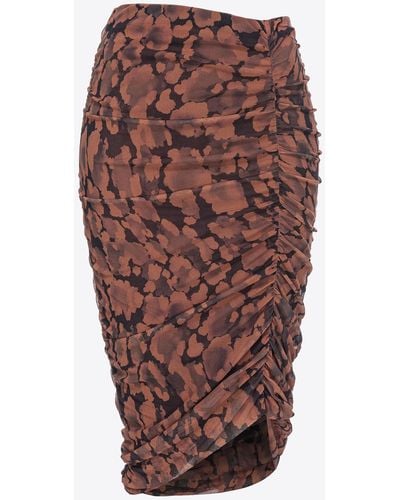 Pinko Printed Calf-length Skirt With Gathering - Multicolor