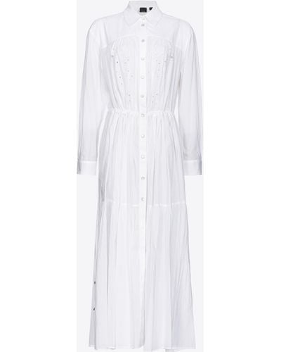 Pinko Shirt Dress With Rodeo Broderie Anglaise - White