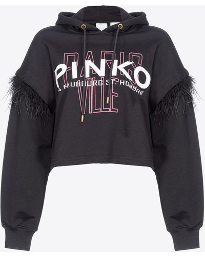 Pinko Cities Sweatshirt With Feathers - Black