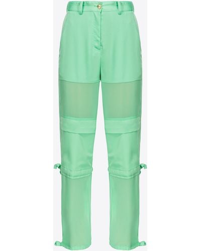 Pinko Satin And Georgette Cargo Trousers - Green