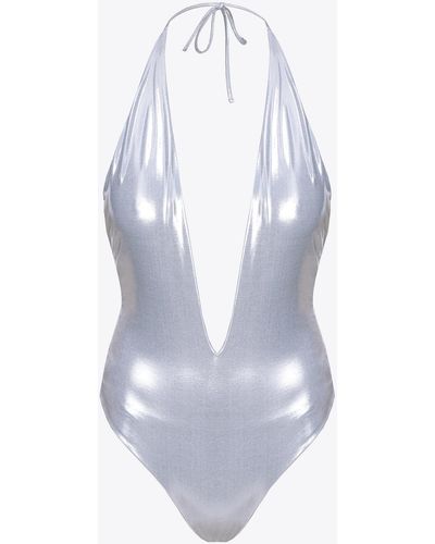 Pinko Laminated One-piece Swimsuit - White