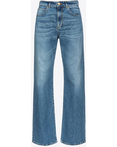 Pinko Wide-Leg-Jeans Aus Vintage-Denim, Dunkler Vintage-Wash - Blau