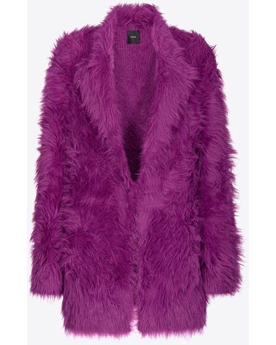 Pinko Short Faux Fur Coat - Purple