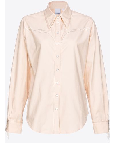 Pinko Shirt With Fringing On The Back - Natural