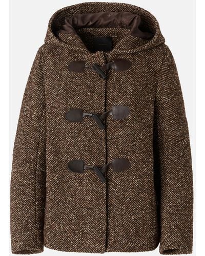 Pinko Short Hooded Duffle Coat, Camel - Brown