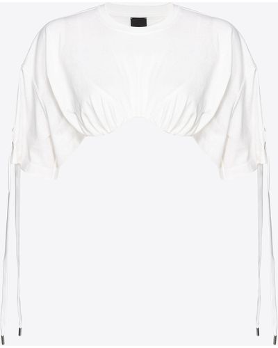 Pinko Crop Top With Criss-crossing Lacing - White