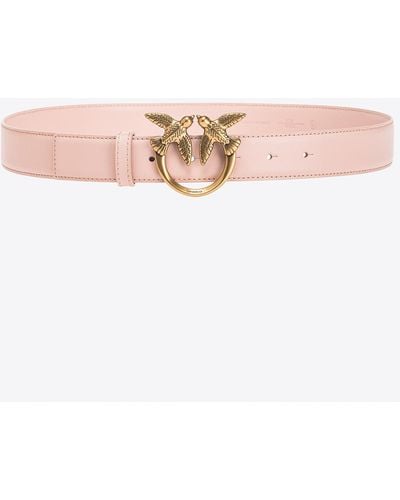 Pinko Love Birds Leather Belt 3cm - Pink