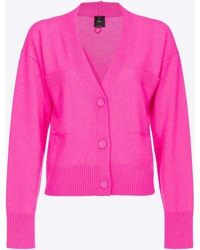 Pinko Cardigan misto cachemire con tasche - Rosa