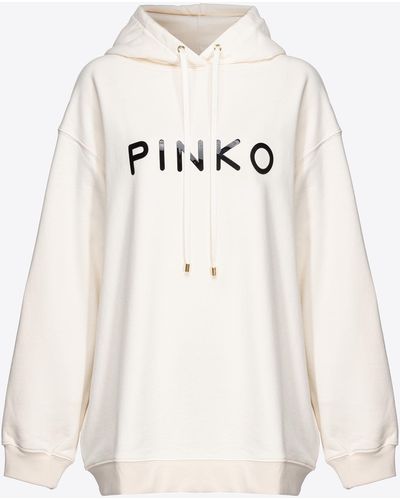 Pinko Sweatshirt -Print, Rosa Rauch Weiß - Schwarz