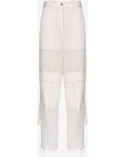 Pinko Satin And Georgette Cargo Trousers - White