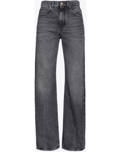 Pinko Wide-leg Black Denim Jeans - Gray