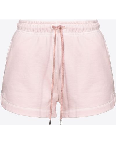 Pinko Fleece Shorts With Logo Print - Pink