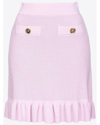 Pinko Knit Mini Skirt With Flounce - Pink