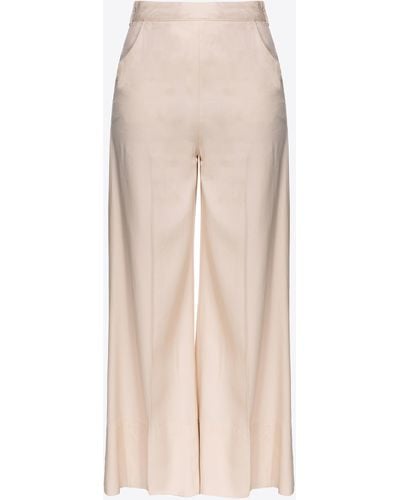 Pinko Wide-leg Lyocell Trousers - Natural