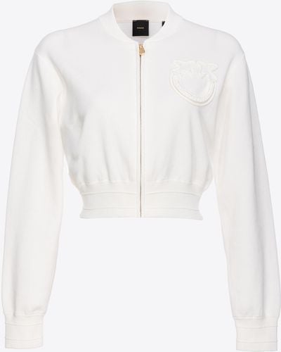 Pinko Short Fleece Bomber Jacket - White