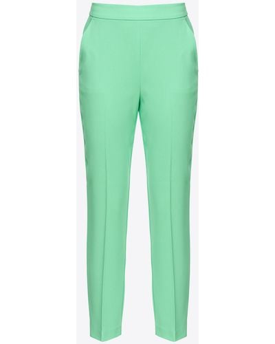 Pinko Slim-fit Pants In Stretch Crepe - Green
