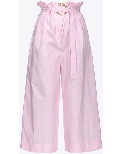 Pinko Pantaloni wide leg con cintura - Rosa