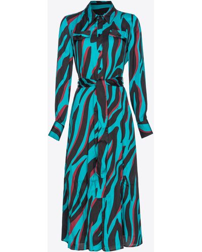 PINKO abstract-print tiered dress Blue